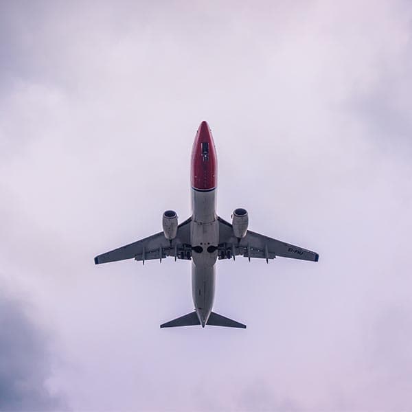Passenger aircraft viewed from below